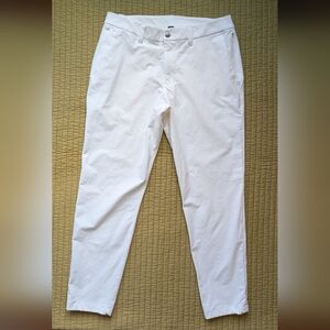 Lululemon Women's White Woven Stretch Pants Side Zipper Pocket Size 32